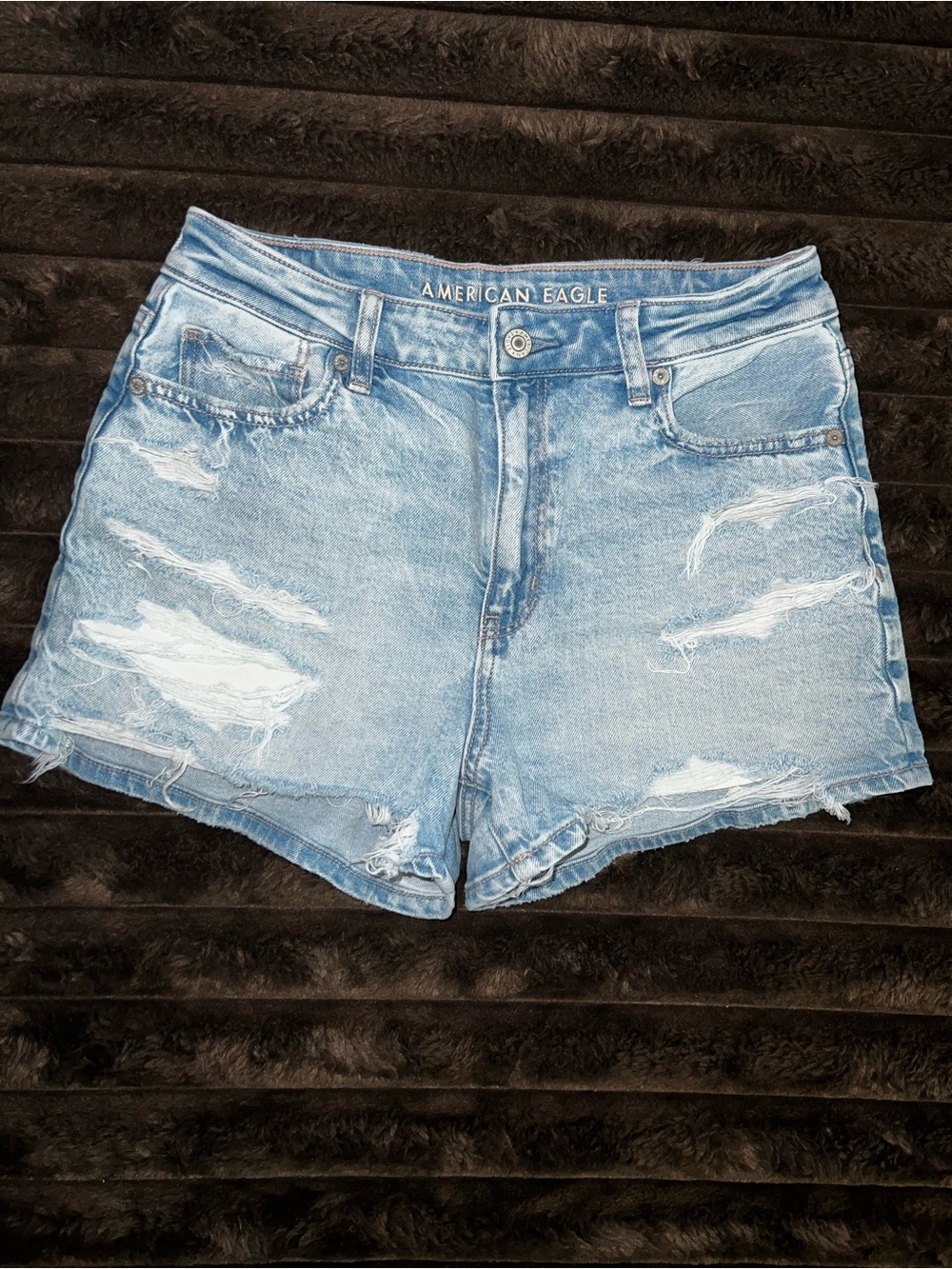 American Eagle Outfitters Light Wash Distressed Denim Shorts